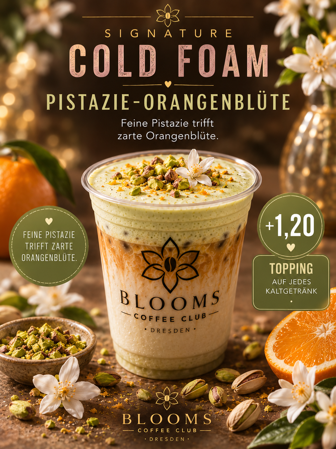 Cold Foam Pistazie · Orangenblüte